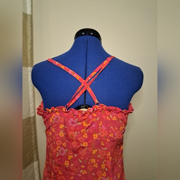 Express Pink Floral Dress Size 8 Spaghetti Summer Sundress Straps EUC Vacation - Picture 4 of 13